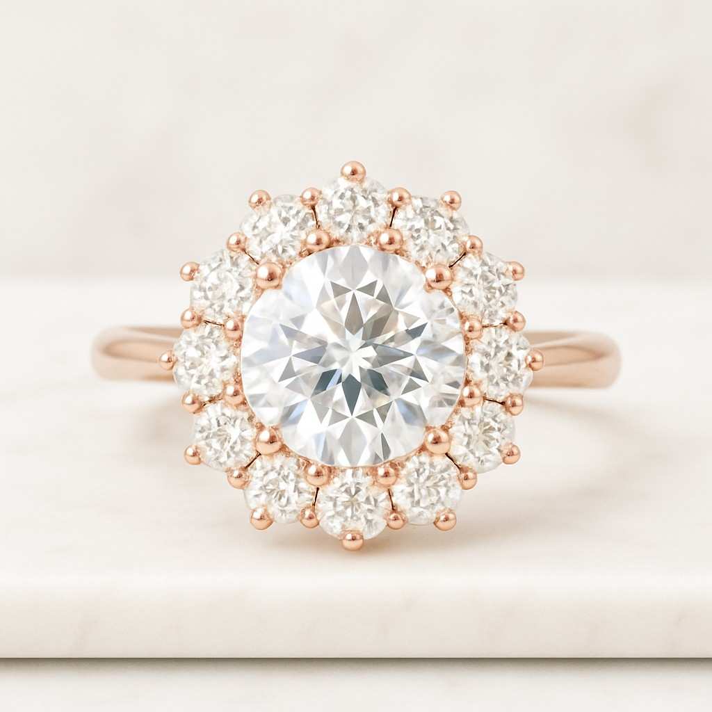 Round Lab Grown Diamond Engagement Ring Round Solitaire Diamond Ring Cushion Cut Diamond Promise Ring