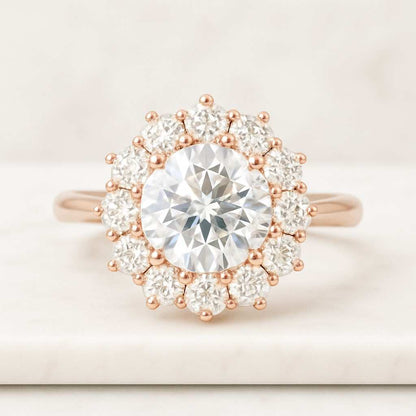 Round Lab Grown Diamond Engagement Ring Round Solitaire Diamond Ring Cushion Cut Diamond Promise Ring