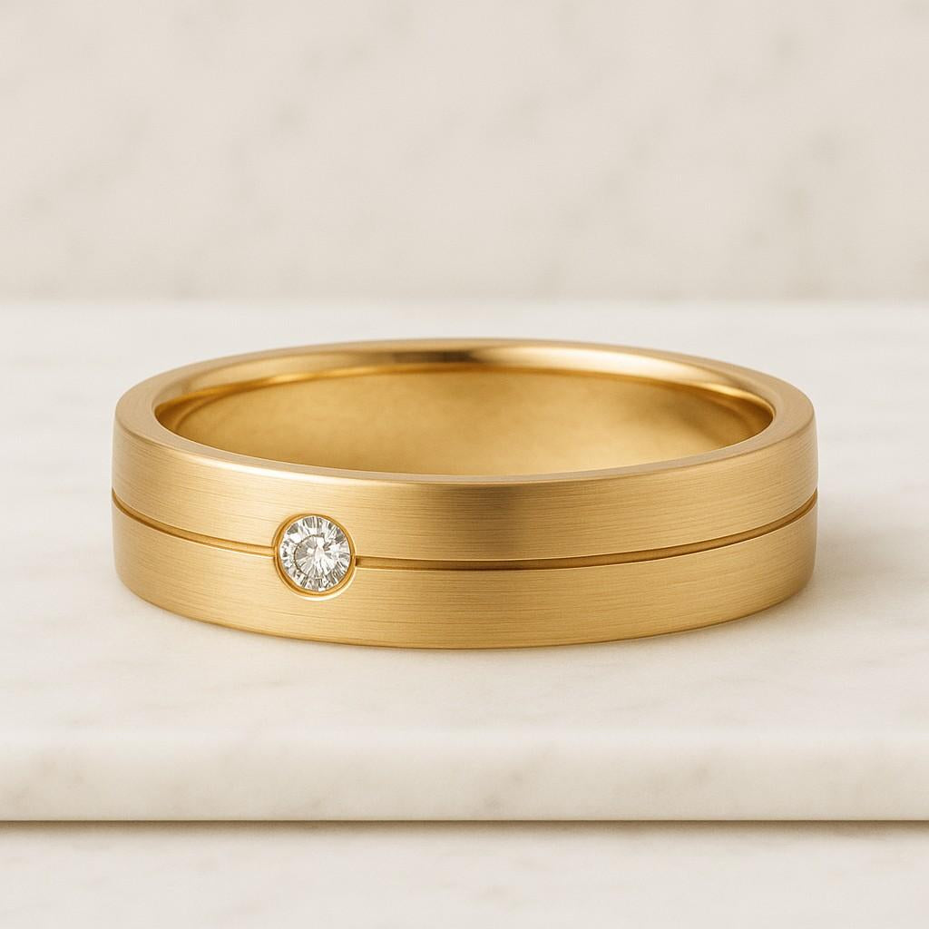 Round Lab Grown Diamond Engagement Ring Solid Gold Diamond 4mm Band Promise Ring Anniversary Gift for Her