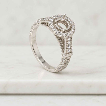 Round Cut Lab Grown HIDDEN HALO Engagement Ring in 4 Prong Solitaire  IGI Certified  10K 14K 18K Silver & Platinum