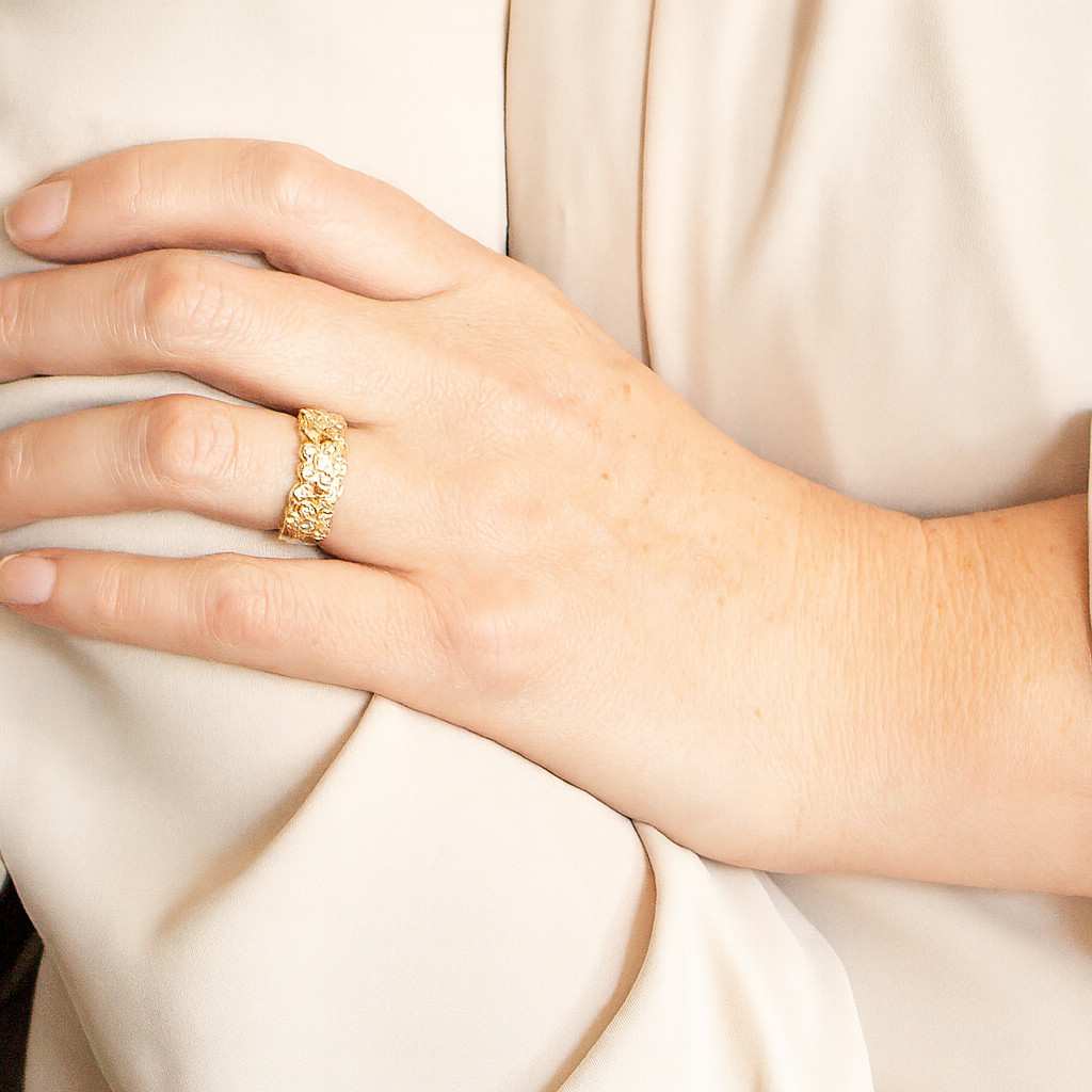 Round Lab Grown Diamond Nature Inspired Ring Lotus Flower Unique Anniversary Ring