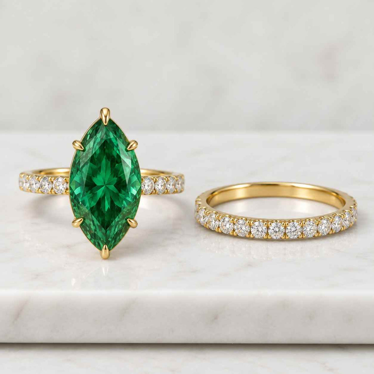 Round Lab Grown Diamond Ring, Curved Bypass 14K Gold Pave Unique Statement Engagement Ring
