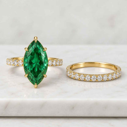 Round Lab Grown Diamond Ring, Curved Bypass 14K Gold Pave Unique Statement Engagement Ring
