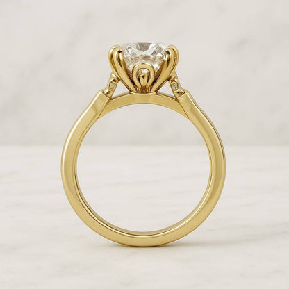 Round Lab Grown Diamond Ring Set Best Anniversary Gift for Wife