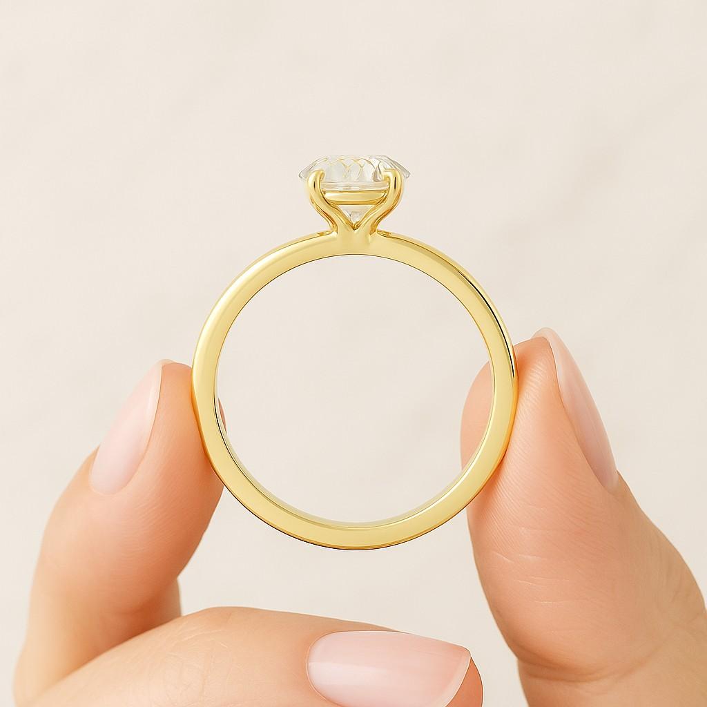 Round Lab Grown Diamond Ring Set Genuine Lab Diamond Engagement Ring for