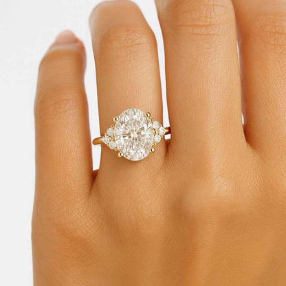 Round Lab Grown Diamond Ring Set Genuine Lab Diamond Engagement Ring for Her Diamond Stacked Wedding Ring Set