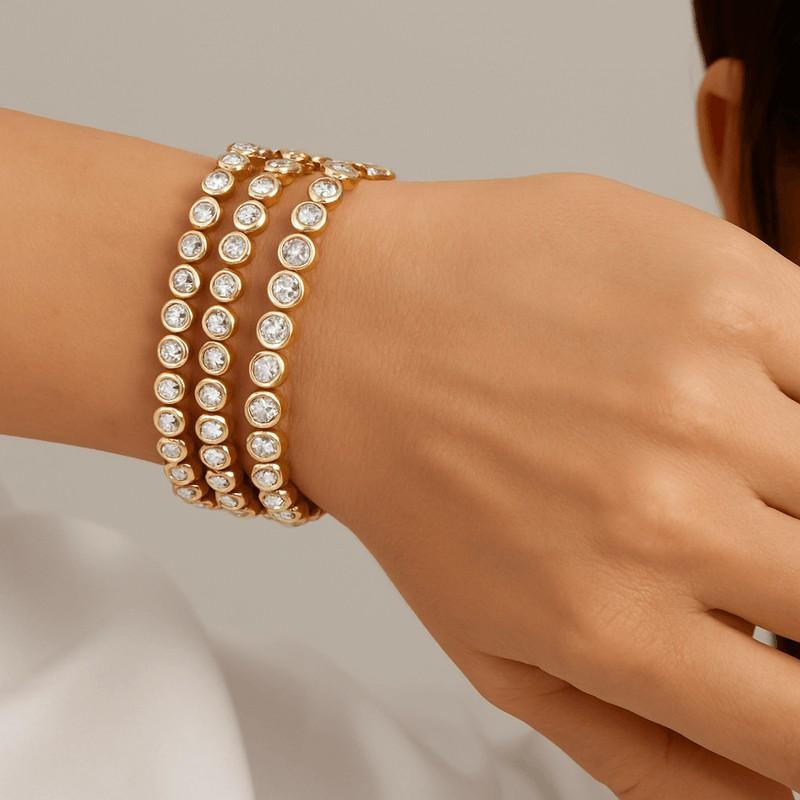 Round Lab Grown Diamond Stacking Bracelet Linked Bracelet