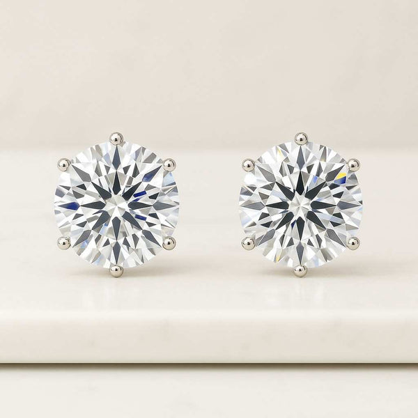 Round Lab Grown Diamond Stud Earrings, 0.61 TW Round Diamond Halo Earrings