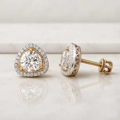 Round Lab Grown Diamond Stud Earrings, 0.61 TW Round Diamond Halo Earrings, Round Diamond Stud, Wedding Earrings