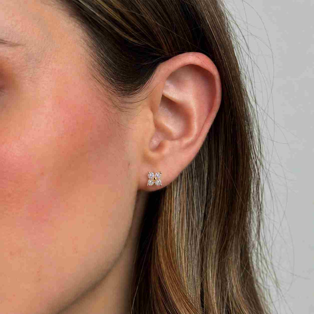 1.02 + 1.02 ctw round lab grown diamond stud earrings, cluster diamond earrings ,14k solid gold, bridal earrings jewelry, anniversary gift

