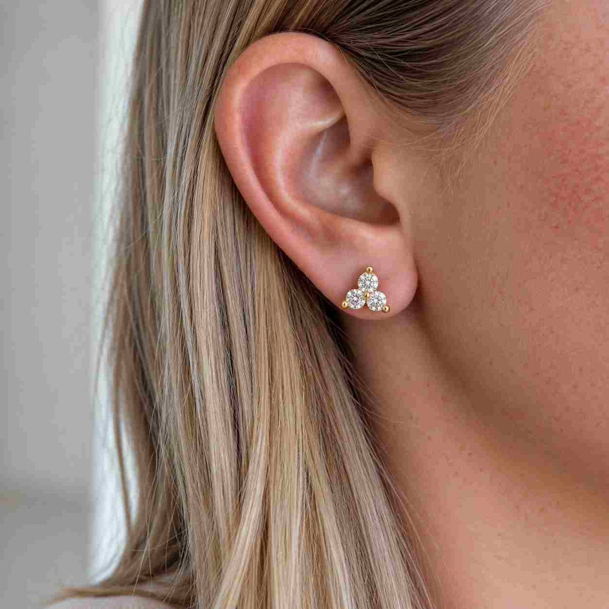 Round Lab Grown Diamond Stud Earrings, Halo Rose Gold Earrings, Round Cluster Bridal Jewelry, Elegant Gift for Her, Classic Luxury Earrings
