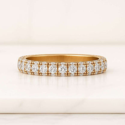 Round Lab Grown Three Row Micro Pave Eternity Wedding Band