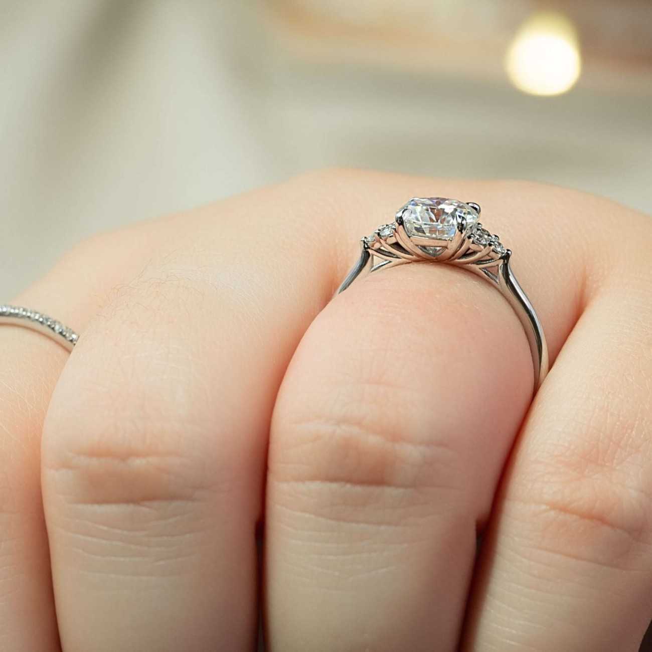 round lab grown diamond pave ring 1.50ct lab diamond ring engagement ring igi certified wedding ring for her 14k gold diamond ring