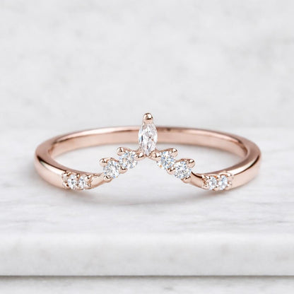  Round Moissanite Anniversary Ring Curved Stacking Band 