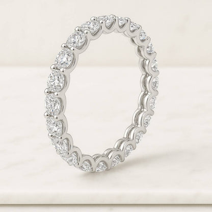 Round Moissanite Eternity Wedding Band 14K White Gold Full Eternity Moissanite Wedding Band Women Band Anniversary Ring Matching Band
