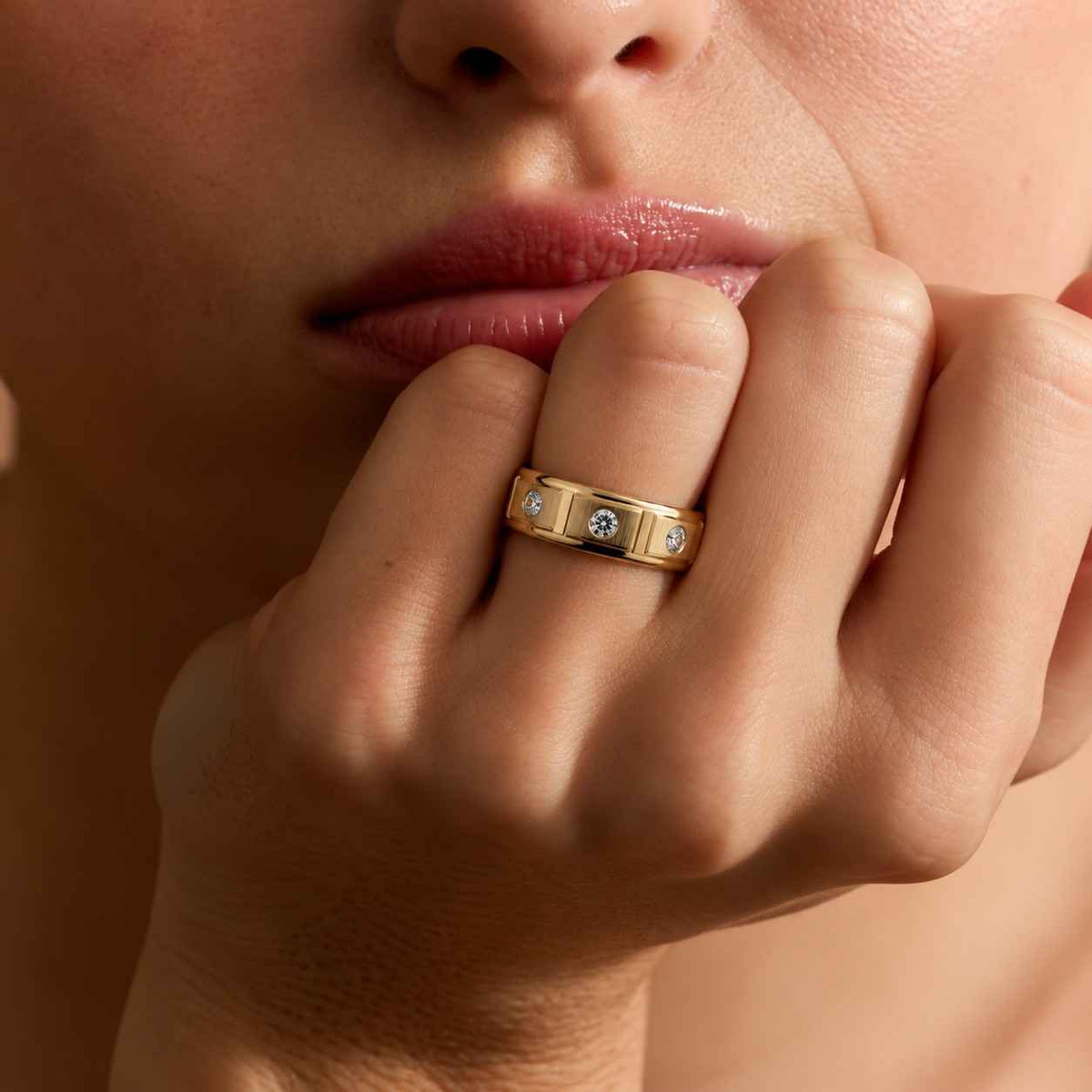 round moissanite three stone engagement ring, 14k white gold pave eternity wedding band, trilogy ring, anniversary gift for her, bridal ring
