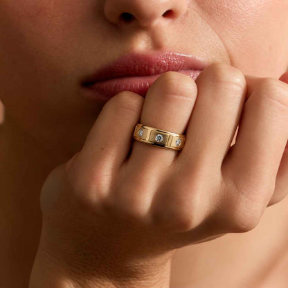 Round Moissanite Three Stone Engagement Ring, 14K White Gold Pave Eternity Wedding Band, Trilogy Ring, Anniversary Gift For Her, Bridal Ring
