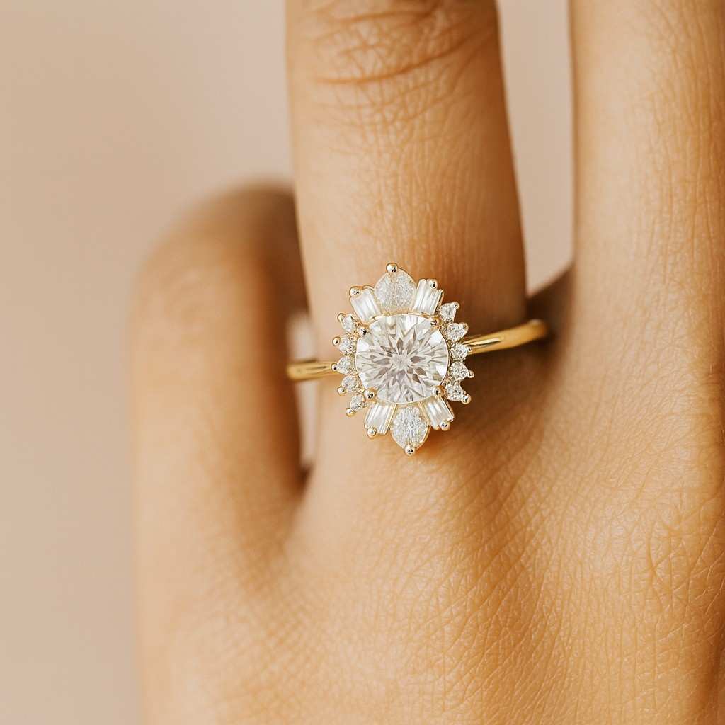 Round Multi Stone Diamond Ring Round Diamond Promise Ring Diamond Cluster Ring Largre Diamond Cluster Ring