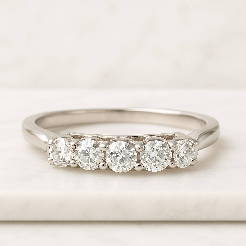 Round Natural Diamond Wedding Band Matching Diamond Womens Band Seven Stone Diamond Proposal Band 14k Gold Half Eternity Matching Band