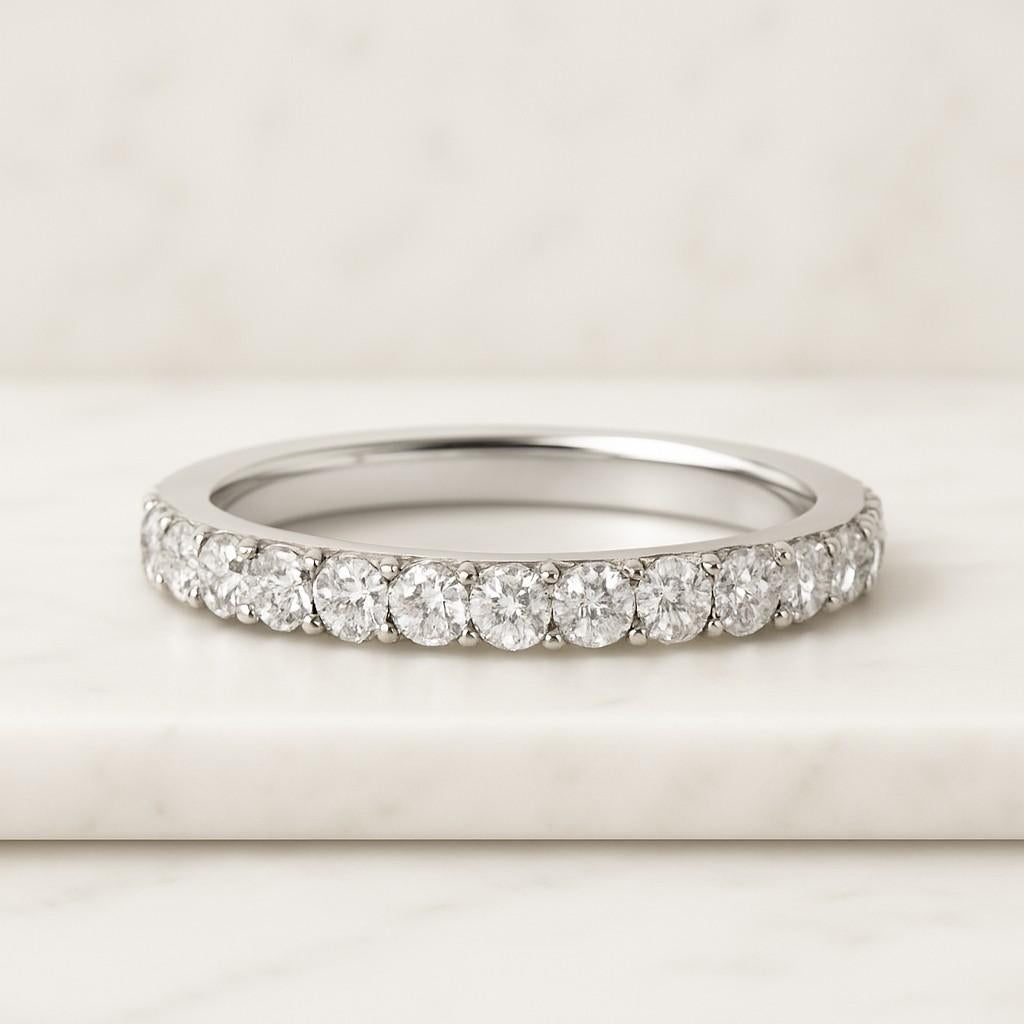 Round Old European Cut Diamond Wedding Band for Engagement Ring Matching Curve Stackable Band Anniversary Gift Ring for Her