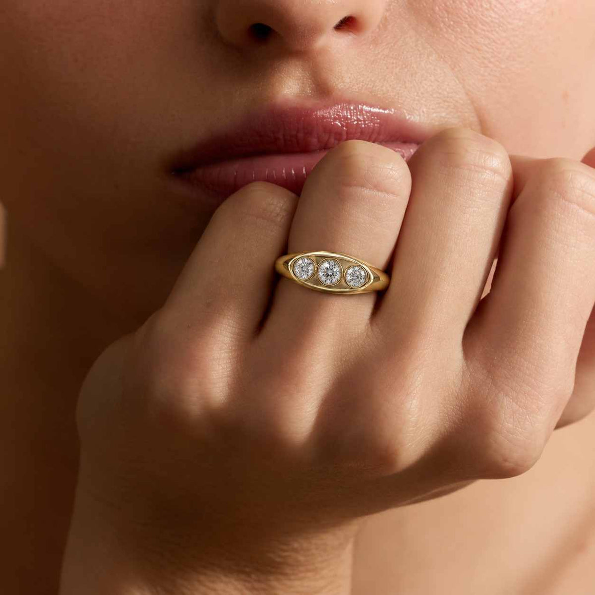 Round Old European Cut Lab Grown Diamond Bezel Wedding Band Anniversary Ring IGI Certified

