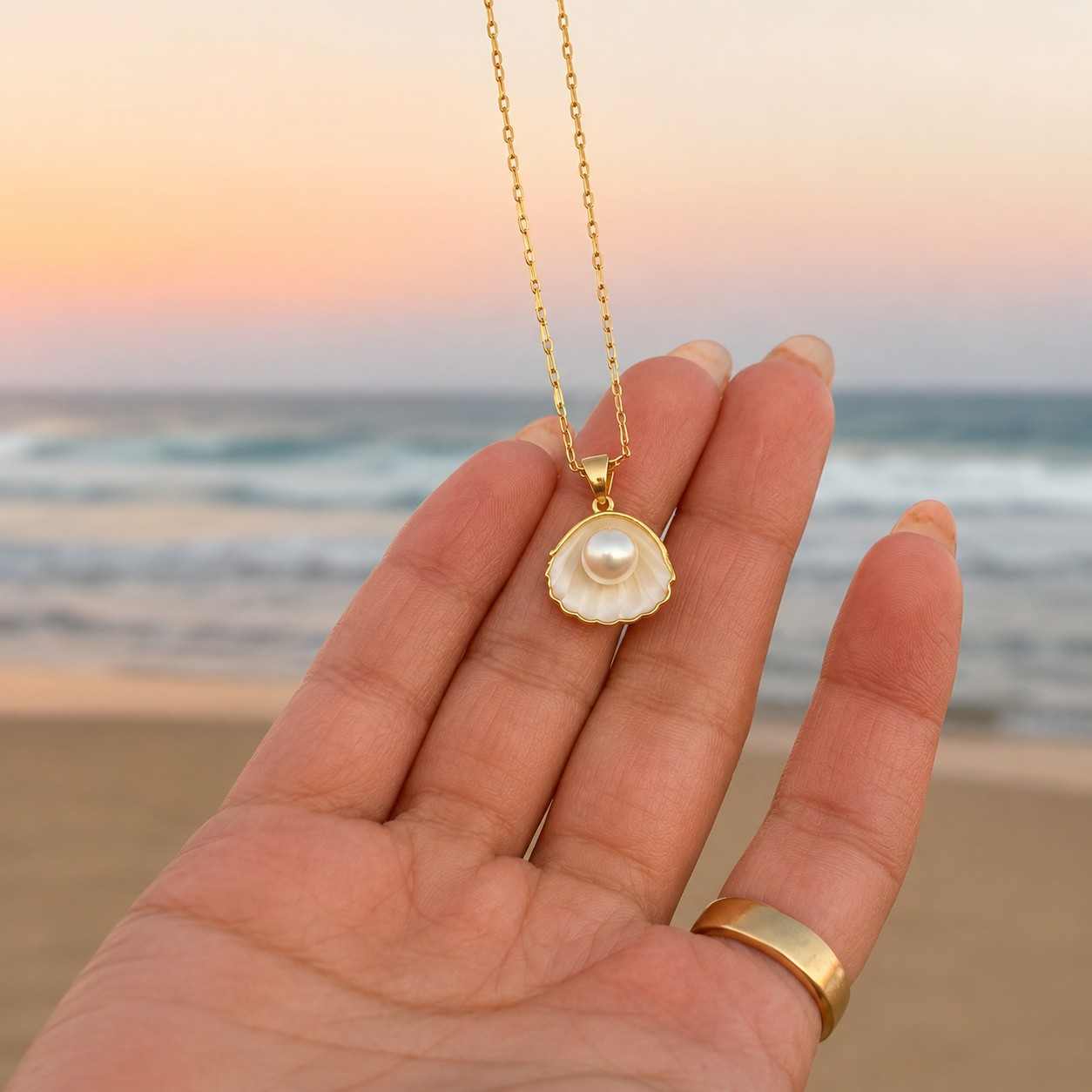 Round Pearl and Pear Diamond Necklace, 14k Yellow Gold, Dainty Minimalist Pearl Pendant, Women's Pear Necklace, Bridesmaid Necklace Gift
