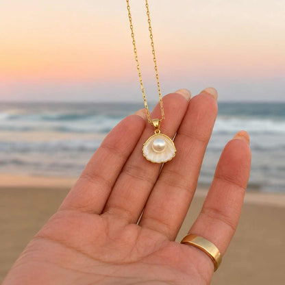 Round Pearl and Pear Diamond Necklace, 14k Yellow Gold, Dainty Minimalist Pearl Pendant, Women's Pear Necklace, Bridesmaid Necklace Gift