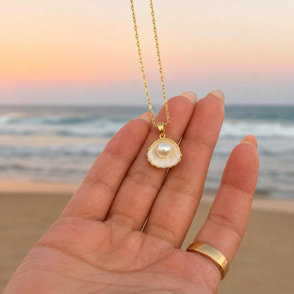 Round Pearl and Pear Diamond Necklace, 14k Yellow Gold, Dainty Minimalist Pearl Pendant, Women's Pear Necklace, Bridesmaid Necklace Gift