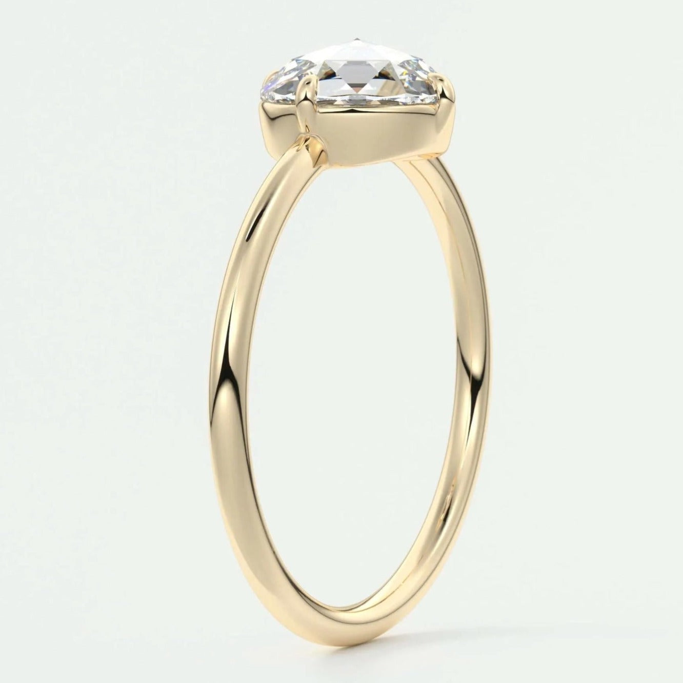 Round Rose Cut Colorless Moissanite Ring