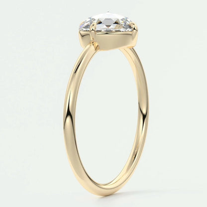 Round Rose Cut Colorless Moissanite Ring
