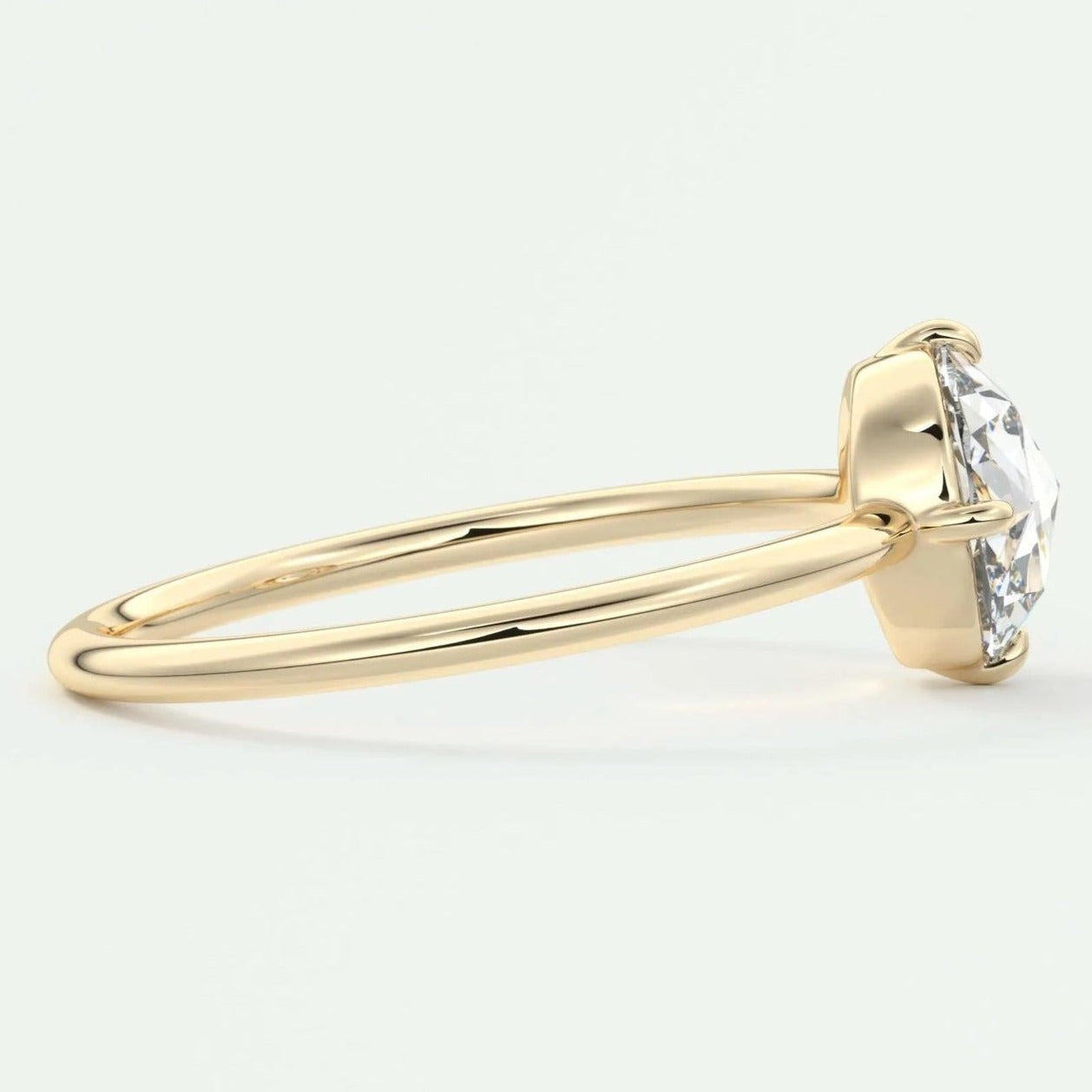 Round Rose Cut Colorless Moissanite Wedding Ring