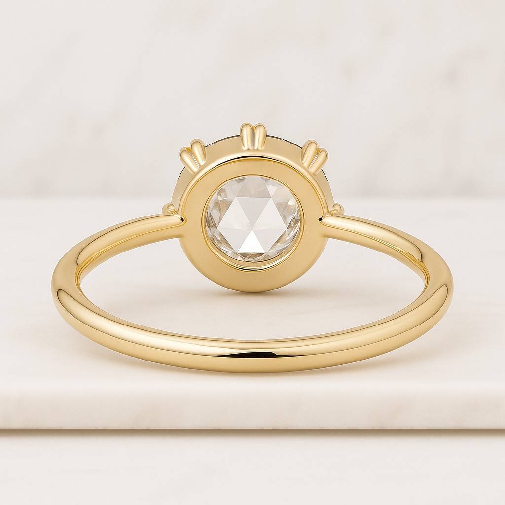 Round Rose Cut Diamond Wedding Band for Engagement Ring Full Eternity Ring Genuine Lab Grown Diamonds Milgrain Setting Anniversary Ring Gift