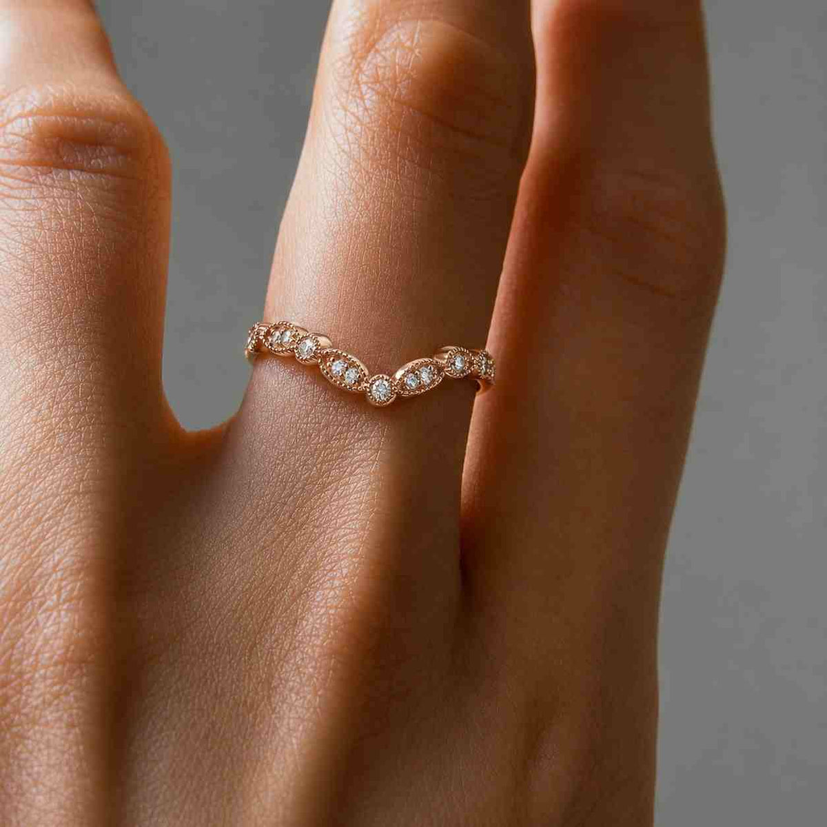 round rose cut diamond wedding band for engagement ring full eternity ring genuine lab grown diamonds milgrain setting anniversary ring gift
