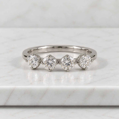 Round Rose Cut Diamond Wedding Band for Engagement Ring, Graduated Lab Grown Diamonds, Shared Prong Setting, Anniversary Ring, Gift for Her
