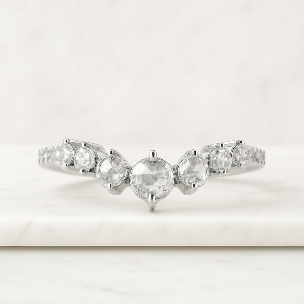 round rose cut white color diamond ring round shape diamond ring