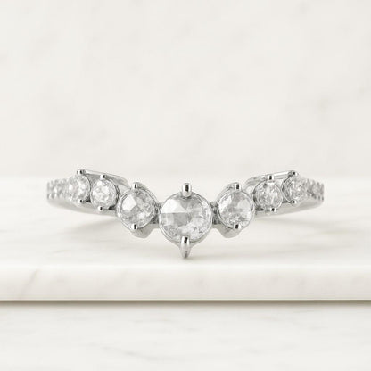 Round Rose Cut White Color Diamond Ring Round Shape Diamond Ring