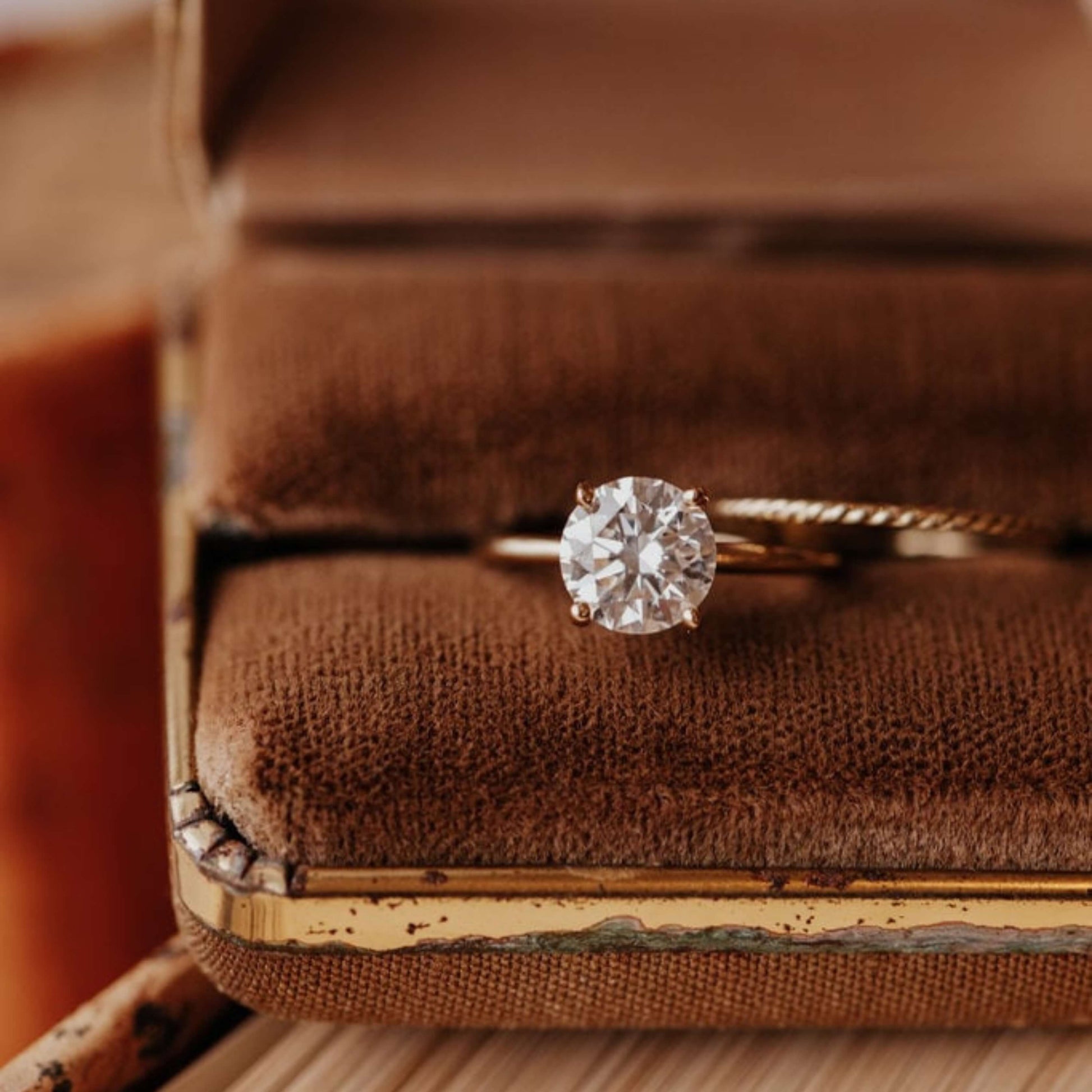 Round Solitaire Ring, 18k Solid Gold Ring