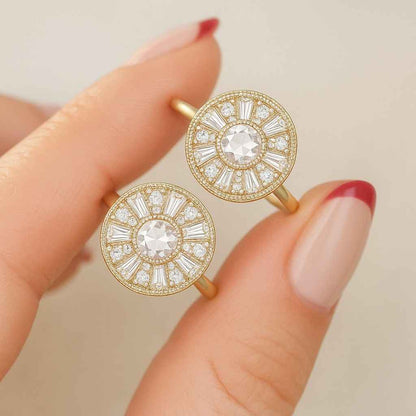 Round and Marquise Diamond Statement Ring Certified Ring Gift Boxed