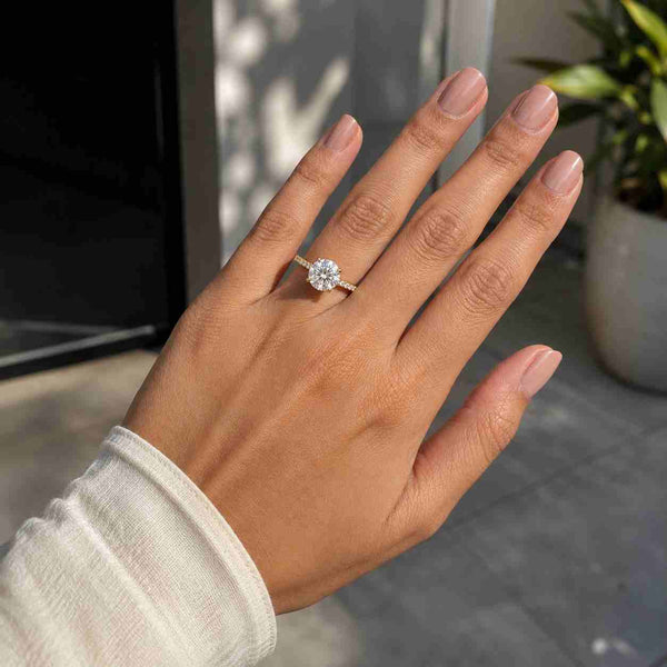 Round brilliant diamond solitaire ring for women