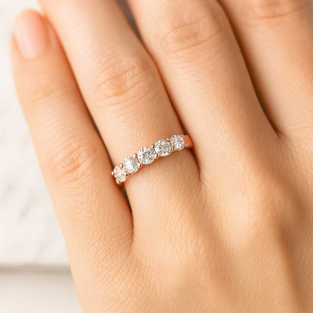 round cut lab grown diamond eternity band ef-vs clarity eco friendly diamond wedding band