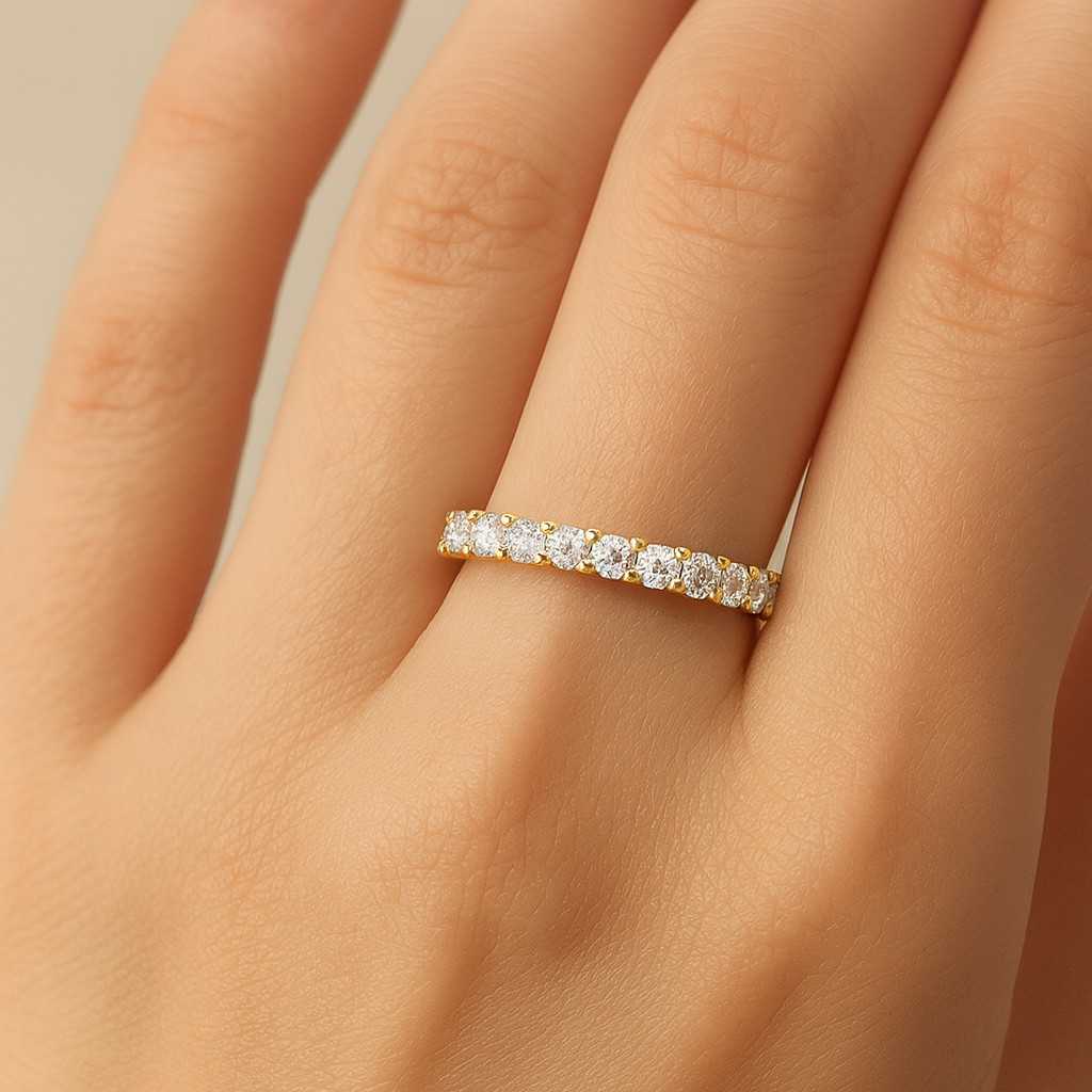 Round cut Moissanite Curved wedding band Vintage Rose Gold Lab Diamond Marriage ring Matching Stacking band