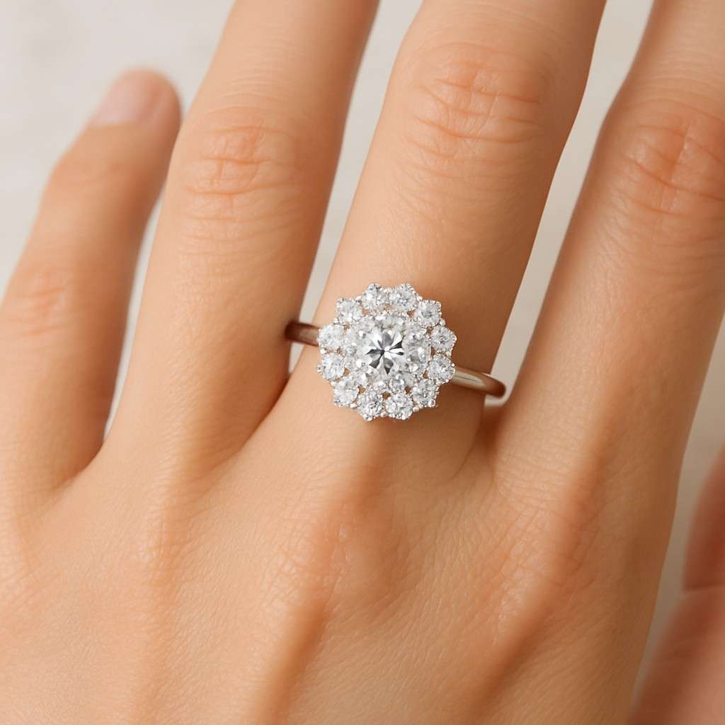 Round cut diamond Engagement Ring Unique Vintage 2 Carat Lab Grown Diamond Engagement Ring