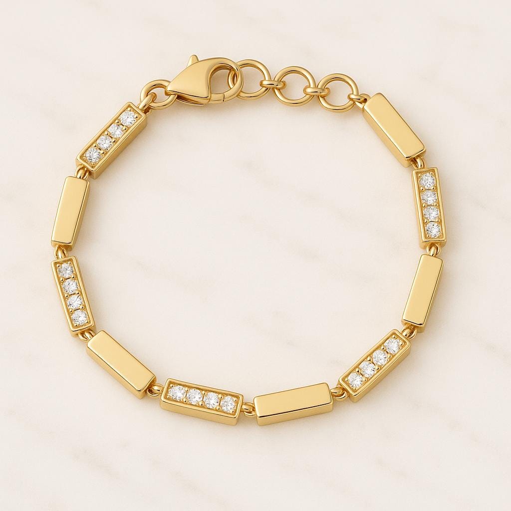 Round cut four stone diamond bracelet