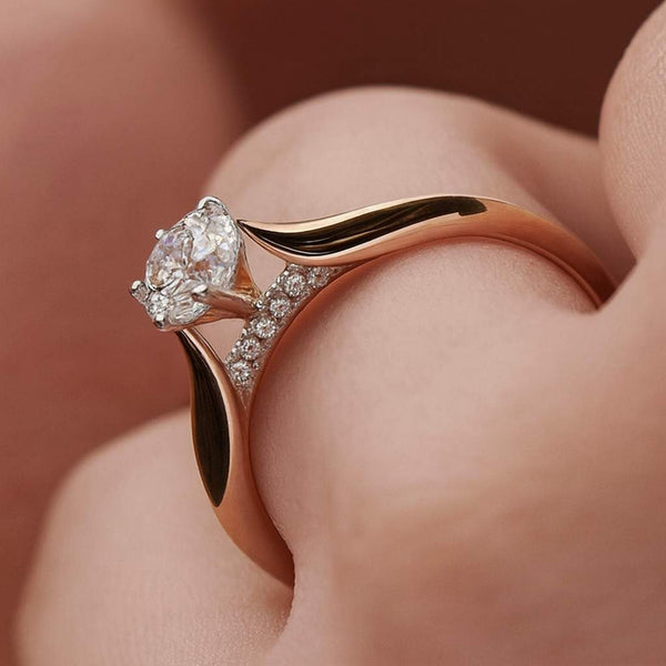 Round cut labgrown engagement ring moissanite hidden halo ring Hidden Halo Ring