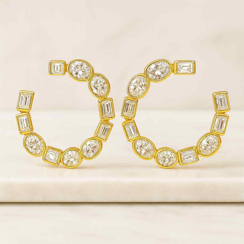 round shape diamond white gold hoop party wear earring round lab grown diamond earrings cvd diamond huggies earrings