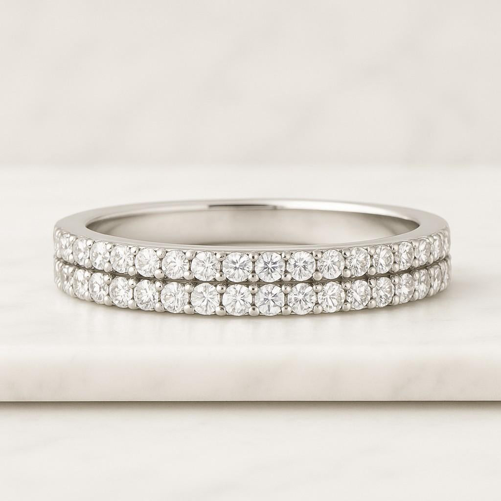 Round Cut Full Eternity Wedding Band With Moissanite Diamond Matching Wedding Band For Her Classic Moissanite Band For Her