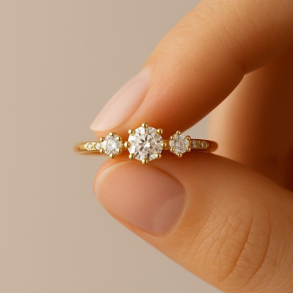 s925 sterling silver six-prong solitaire diamond ring for women, simulated engagement wedding ring