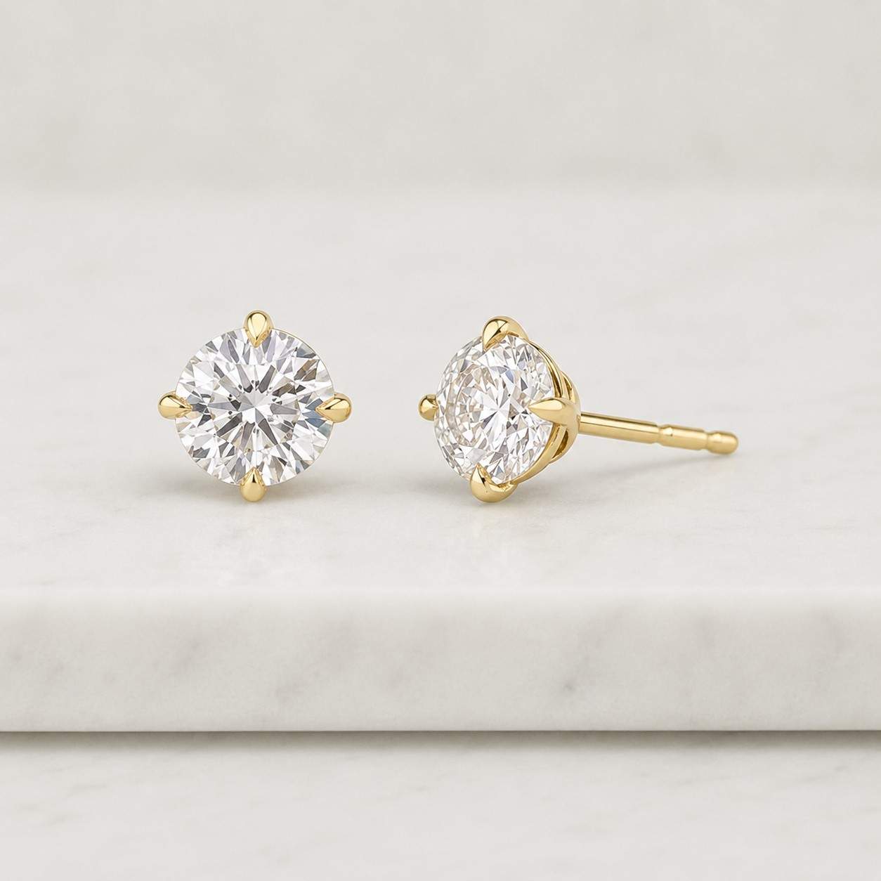 round 3 carat total weight igi certified d color vvs2 clarity ideal cut lab diamond stud earrings 14k gold 4 prongs martini set pushbacks
