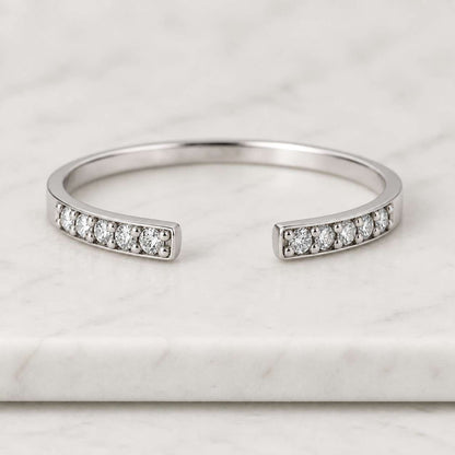 Salt And Pepper Diamond Wedding Band Women White Gold Gradient Ombre White Gray Black Mixed Stacking Ring Dainty Unique Anniversary Gift