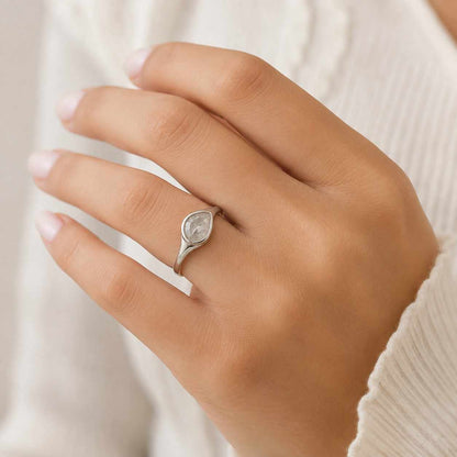 Salt and Pepper Diamond Ring  1.80ct Pear  18K Yellow Gold